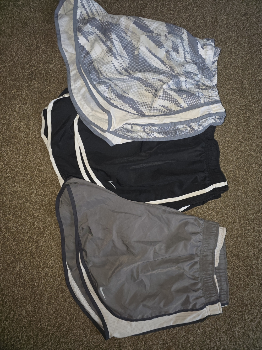 Nike Athletic Running Shorts Trio - Gray, Black, White
